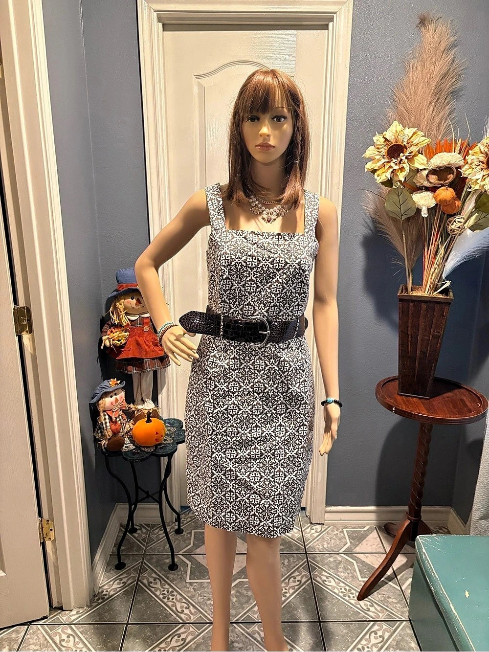 Rafaella Patterned Midi Dress Size 12 Like New